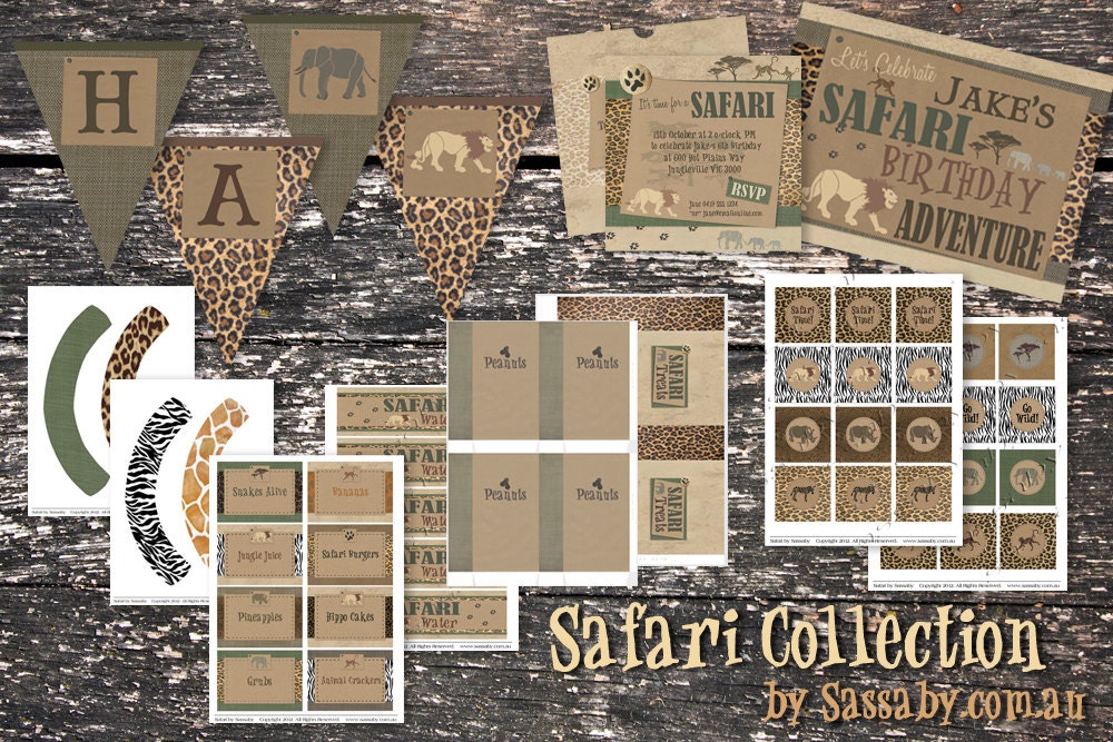 Safari Party Collection - Kids Birthday Party - DIY PRINTABLE FILES by Sassaby