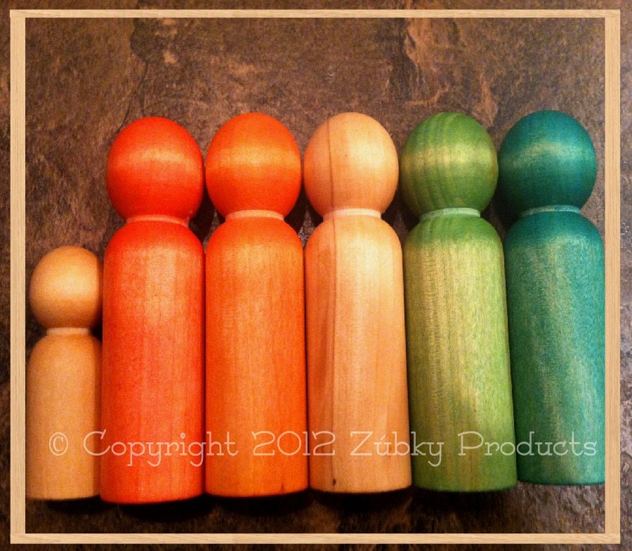 All Natural GIANT Peg Person Wooden Zúbky Teething Toy - Waldorf Inspired Wooden Toy - Pick Your Color