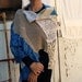 winter wedding Blue ecru lace shawl Bride Shabby Crochet Shawl Shrug Vintage Laces Bride Gypsy Boho Tattered