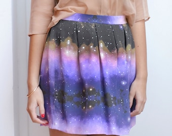 Take me back to the stars galaxy silk skirt milky way nebula space print