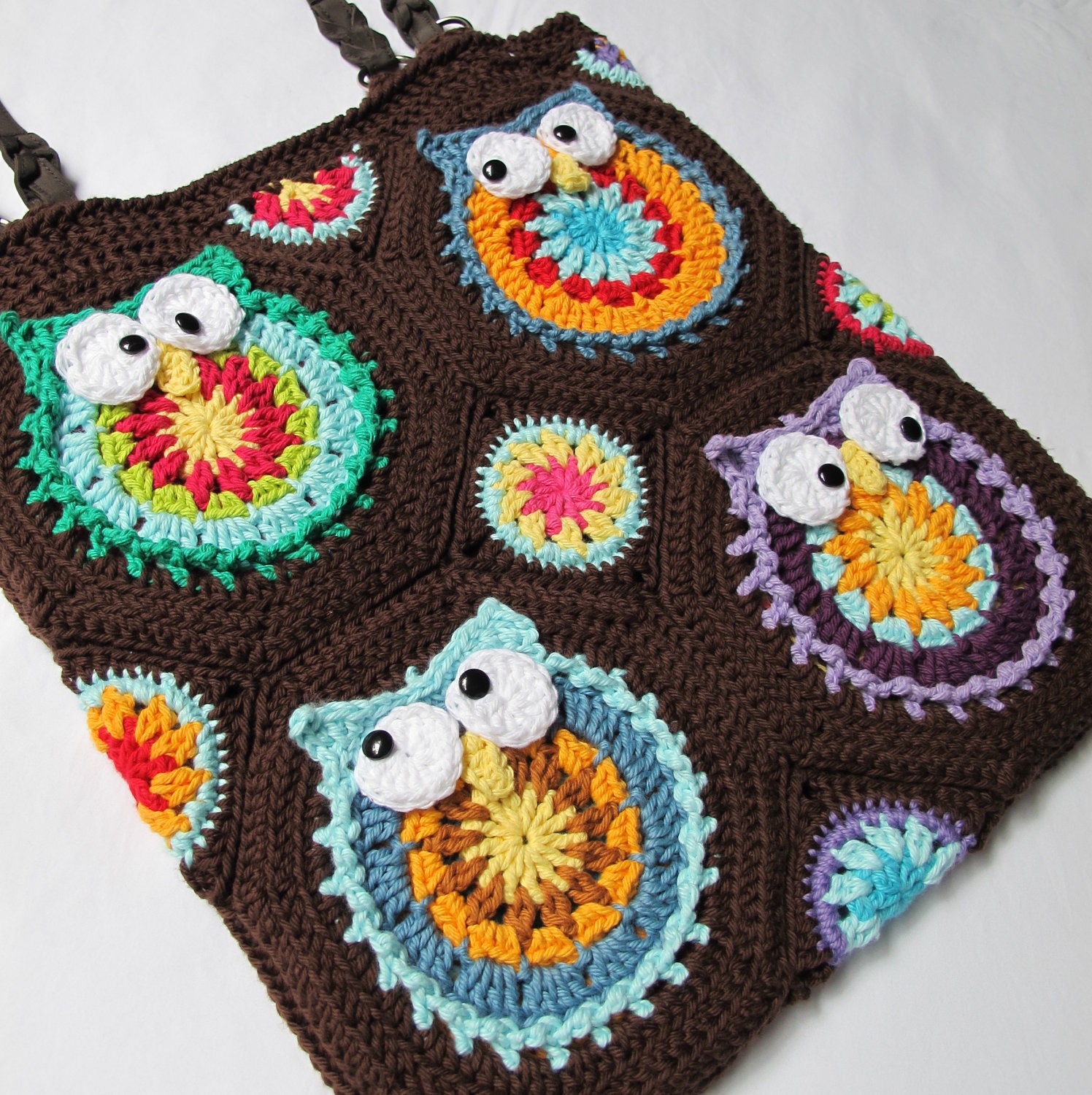 CROCHET PATTERN - Owl Tote'em - a CoLorFuL owl tote - Instant PDF Download