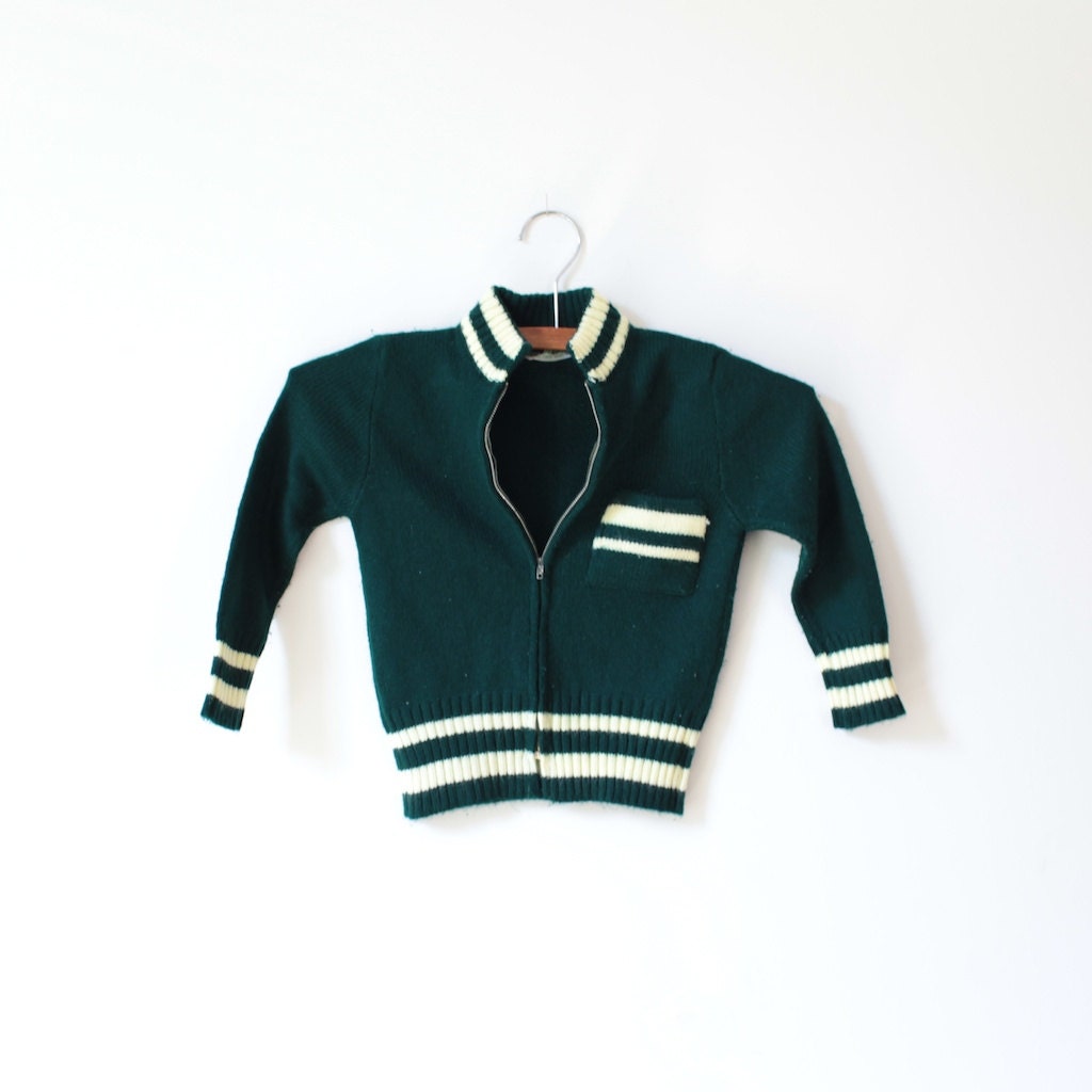 Vintage Dark Green Zipper Sweater (3T) - littlereadervintage