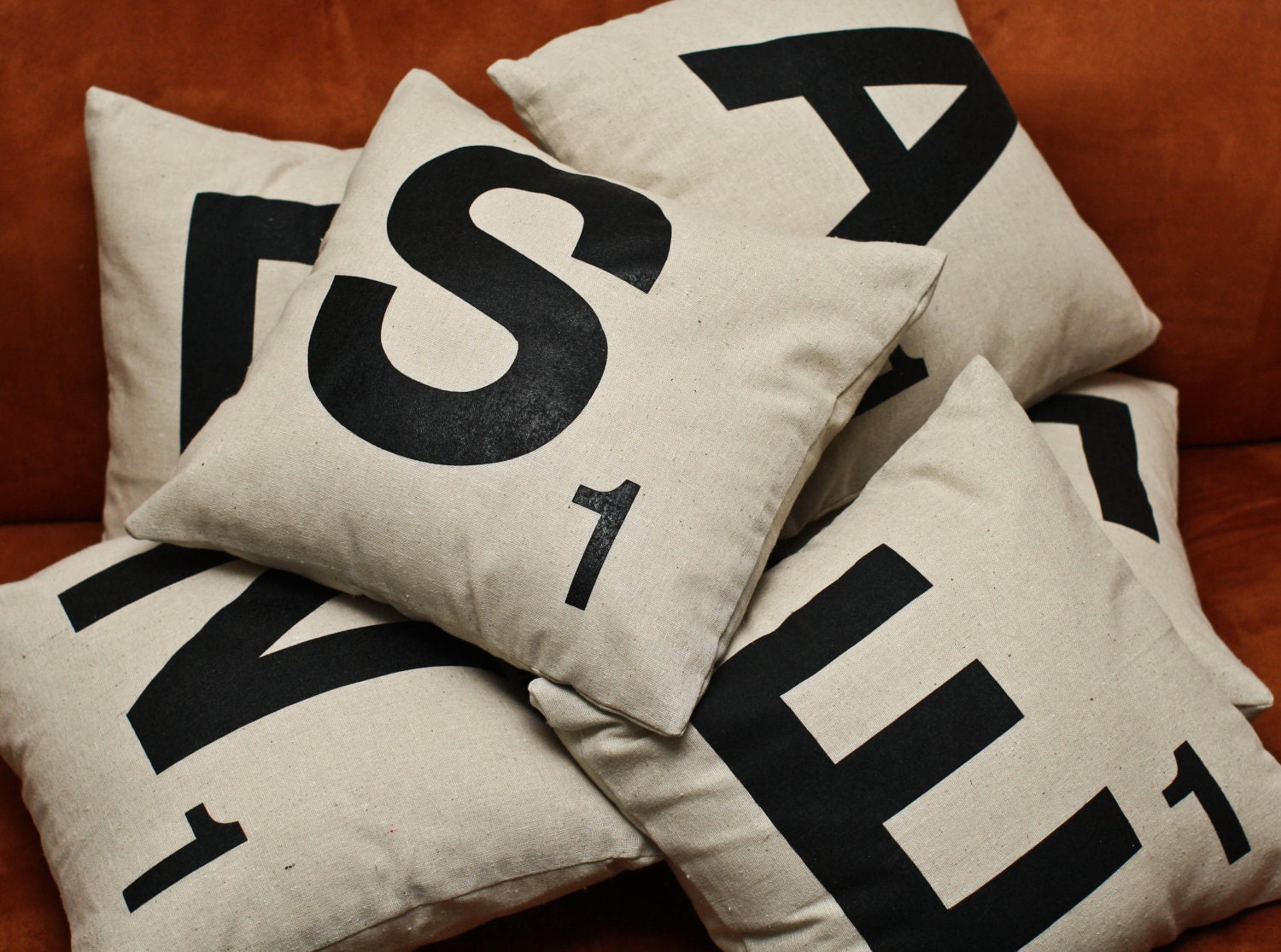 Any Three Scrabble Letter Pillows - PILLOW COVERS and INSERTS