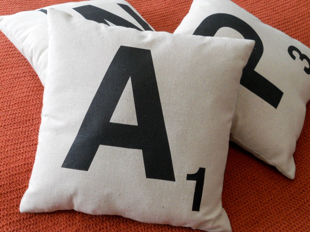 Any Two Scrabble Letter Pillows - Monogrammed Gifts- PILLOW COVERS ONLY