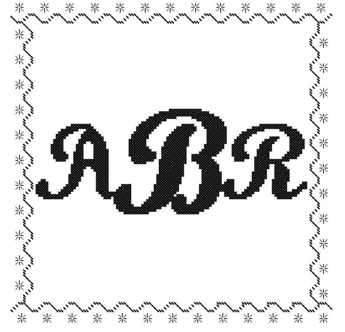 Pillow Topper Custom Monogram Cross Stitch Pattern sized for 10" x 10" square Elegant Modern Personalized Custom Cross Stitch