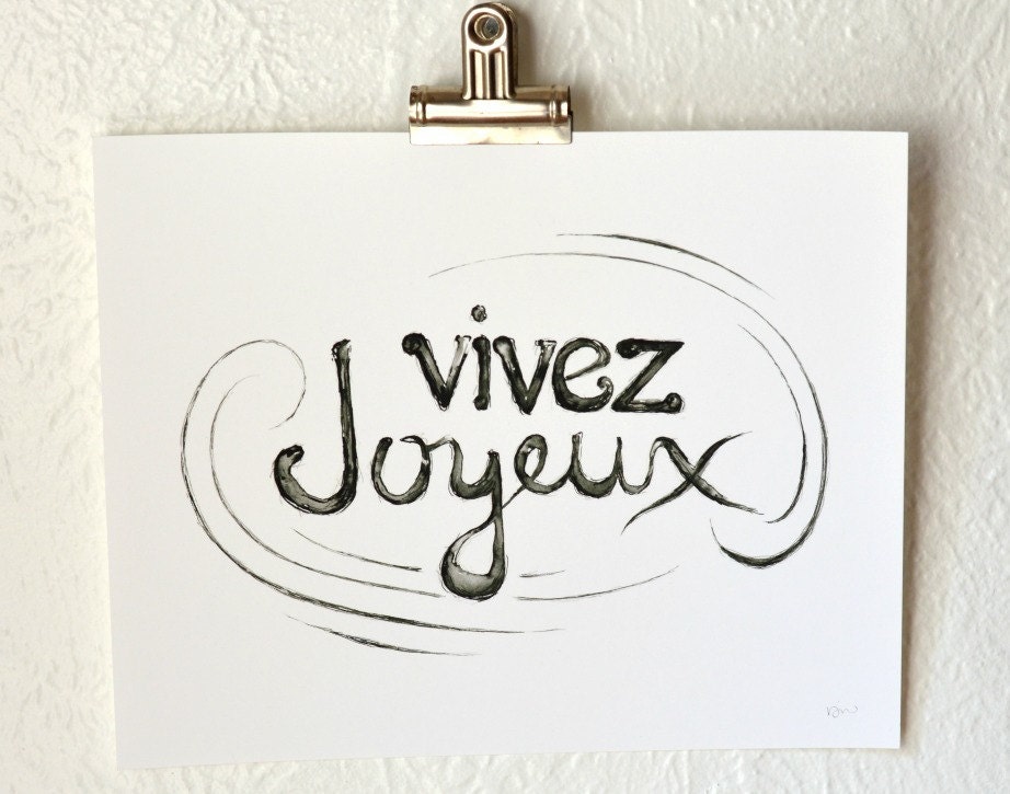 8x10 print - live joyfully - vivez joyeux -- giclee art print