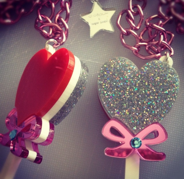Double Sided Lollipop Laser Cut Acrylic Necklace