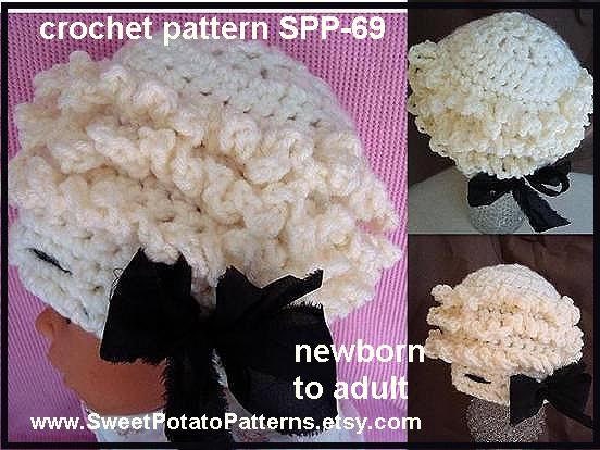 Instant Download PDF  Crochet Pattern - Cute Ruffled Baby Hat - SPP-69 adult, toddler, teen, preteen, Crochet Pattern