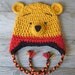 Winnie the Pooh "inspired" Hat w/Earflaps and Braids  (Newborn-3 month / 3-6 month / 6-12 month sizes)