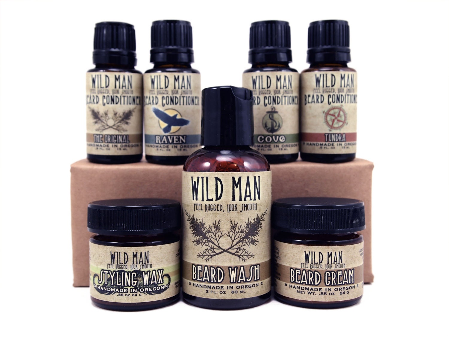 Man Gift Set Beard Sampler WIld Man Conditioner Cream Styling Wax Wash