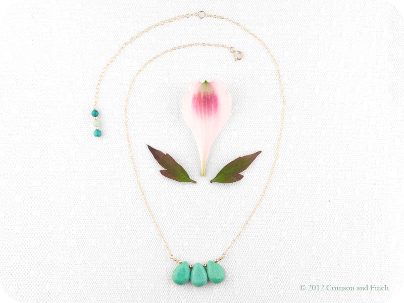 Gold turquoise gemstone necklace ' Miss Minty'