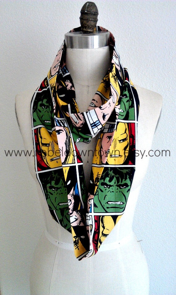 Marvel Comic Faces Wide Infinity Scarf