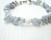 Blue Lace Agate Bracelet: Unisex, Beaded Bracelet, Pale Blue, Blue Bead Bracelet, Bead Bracelet, White Pale Blue, Agate, Fall, Gift