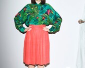 Red Silk Shorts - High Waist / Pleat front