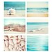 Beach Photo Set - Six 5x7 Photographs - beach photography - aqua blue print set - ocean seashells - white cream beige - coastal wall art