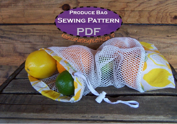Farmers Market Bag DIY Sewing PATTERN - ecofriendly reusable mesh produce bags