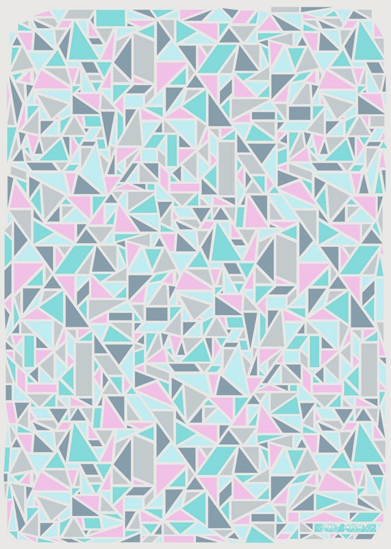 3 Sheets of Geometric Patterned Wrapping Paper - Pink, Turquoise and Grey