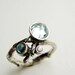 Double Blue Topaz and White Sapphire Silver Twig Ring