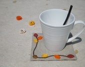 Linen & Cotton fabric coaster set : Autumn leafs