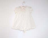 1930's Handmade Ivory and Deep Pink "Flower" Dress with Matching Petticoat