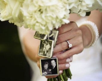 3 KITS to make your own Wedding Bouquet charms -1 inch Photo Pendants charms for family photo (includes everything including instructions)