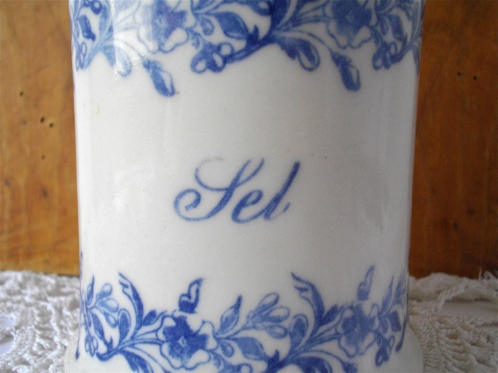 French antique Salt container in stoneware for french Christmas