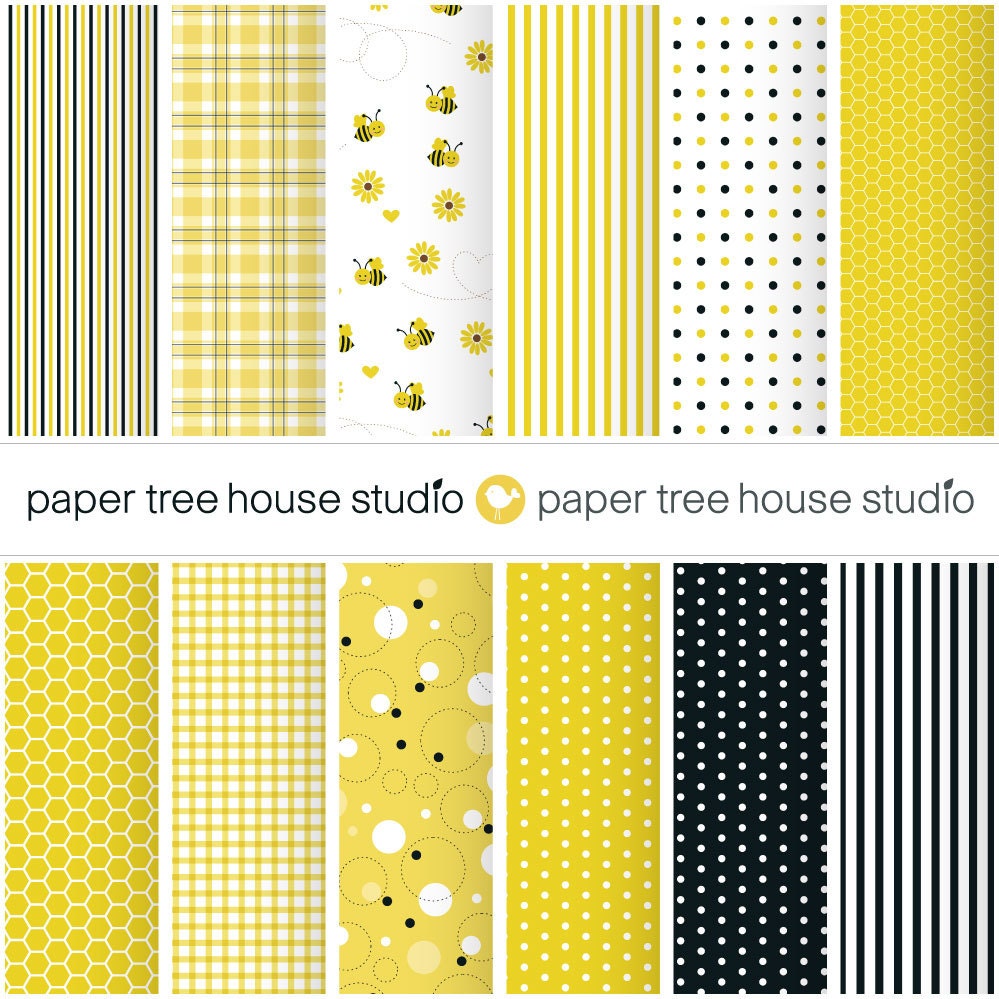 Digital Papers - Bumble Bee Print -Twelve Print Ready Files