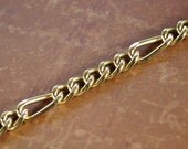 Vintage Mens Jewelry, Gold Tone Metal Chain Bracelet, Chunky Faceted Oval Cable Links, 1970s Mid Century Modernist