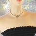 Vintage Glass Pearl Choker Necklace, Designer SWAROVSKI, Crystal / Rhinestone Rondelle Clasp, Hand Knotted, 1980s Wedding Bridal Jewelry