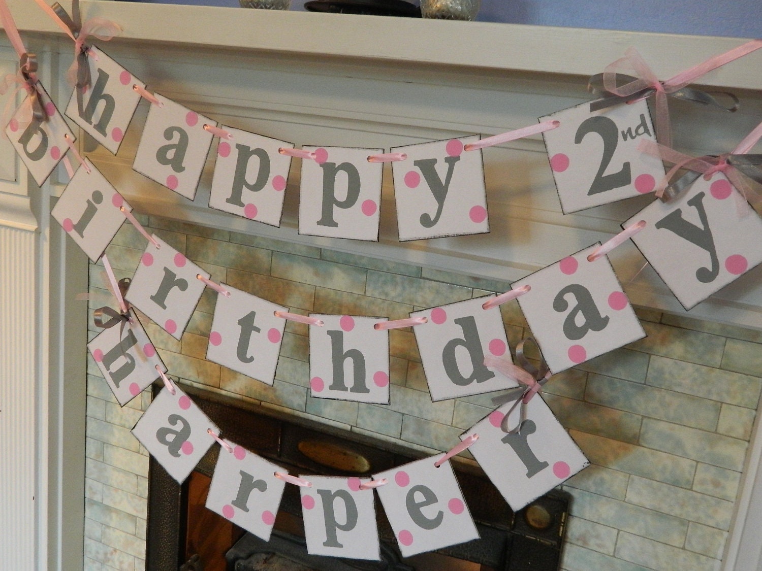 Birthday Banner Happy Birthday Garland Party Decor Name up to 7 letters  Unisex Birthday Sign Any Age Birthday Garland you Pick the Colors
