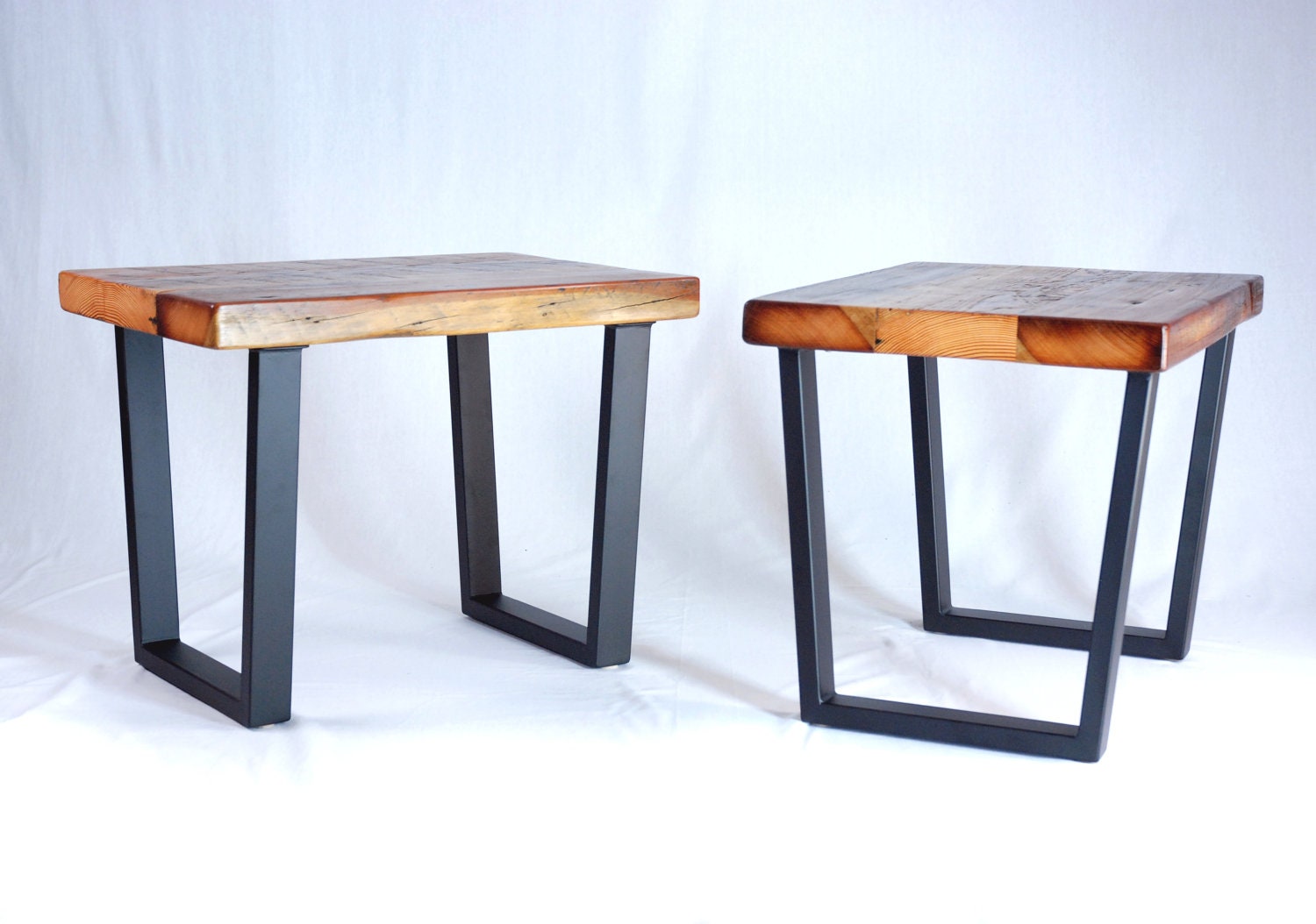 Industrial Reclaimed Timber End Table Set