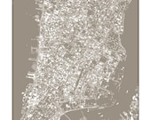 New York City Cityscape / Graphic City Map Art Print / Choose your color / 8x10 / Wall Art Poster
