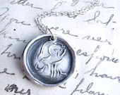 Wax seal jewelry owl pendant created from recycled fine silver by Dream of a Dream
