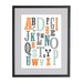 11x14 Orange, Blue and Soft Grey Vintage Alphabet Nursery Art Print by Jayna Denbow