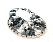 Dark Grey White Grey Chain Crochet Collar Bib Necklace