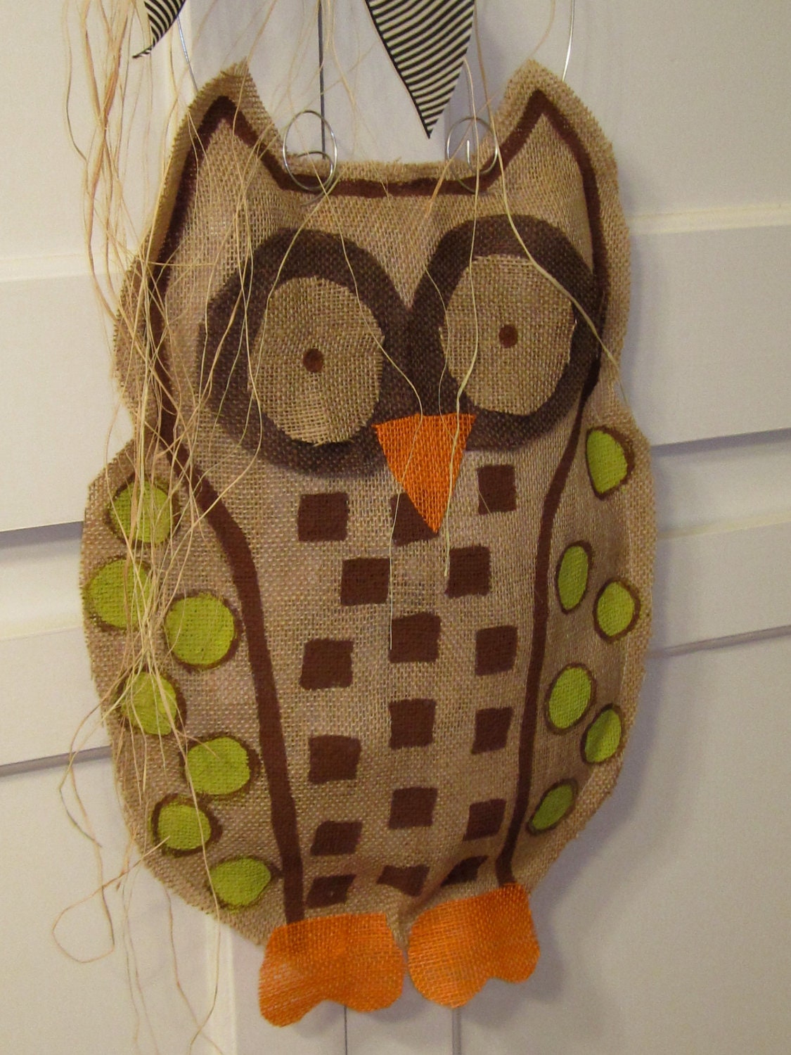 Owl Natural Burlap Door Hanger Door Decoration