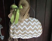 Natural Burlap Pumpkin Door Hanger Fall Burlap Chevron Pattern