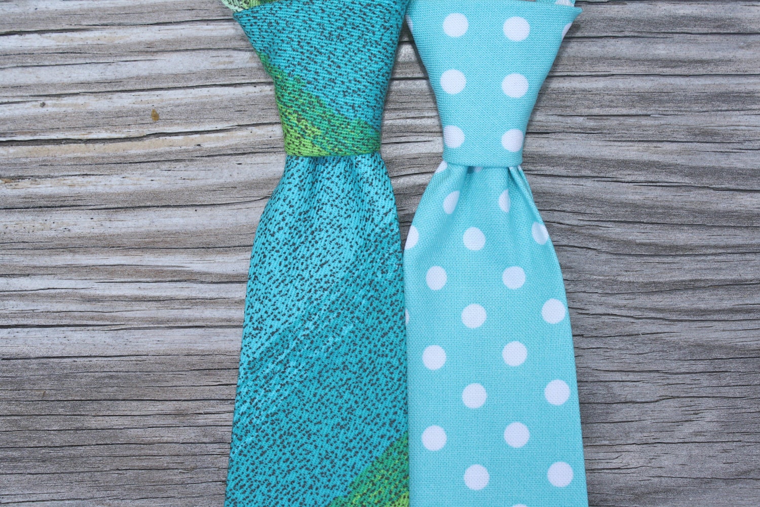 Kids Ties Green Stripe, Aqua Tie for Boys