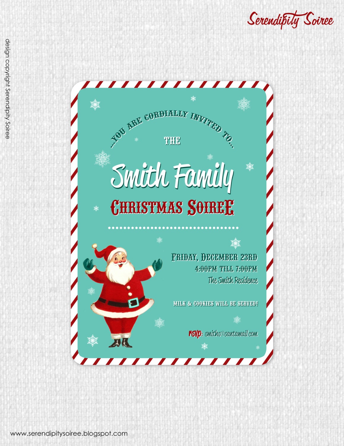 Christmas (Holly Jolly Collection) Custom printable invitation - Vintage Santa Il_570xn
