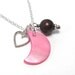 Sorority Crescent Necklace - Pink and Brown - Crescent Moon - College - Paua Shell - Greek Jewelry - Half Moon - Heart - Celestial