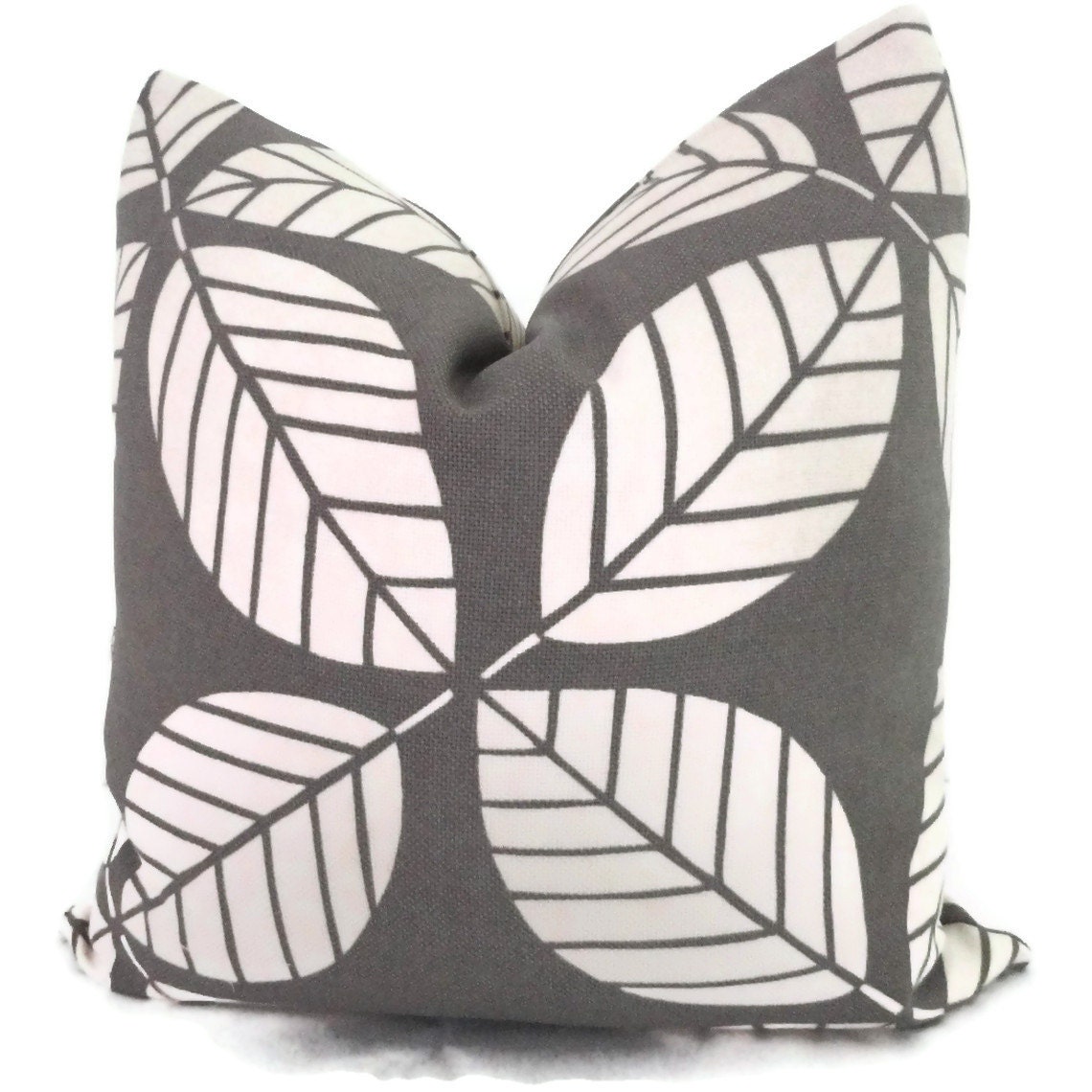 SALE Gray Tiki Leaf Indoor Outdoor Decorative Pillow Cover, 18x18, 20x20, 22x22 or lumbar