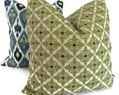 SALE Green Diamond Ikat  Pillow Covers 20x20, Accent Pillow, Throw Pillow
