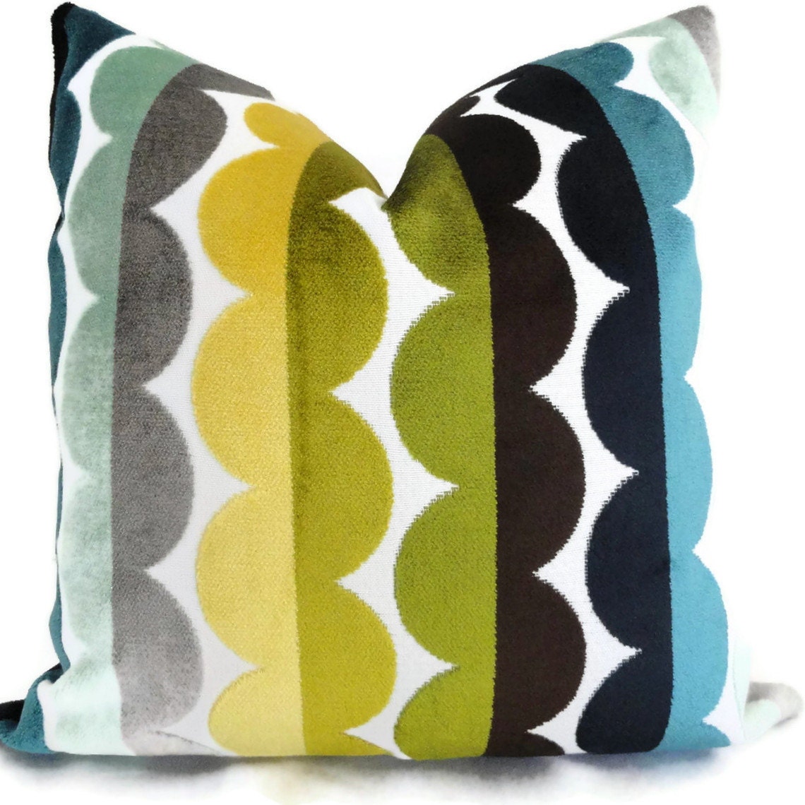 Jonathan Adler Multicolor Semi Circle Velvet Decorative Pillow Cover, Accent Pillow, Throw Pillow, Pillowcase