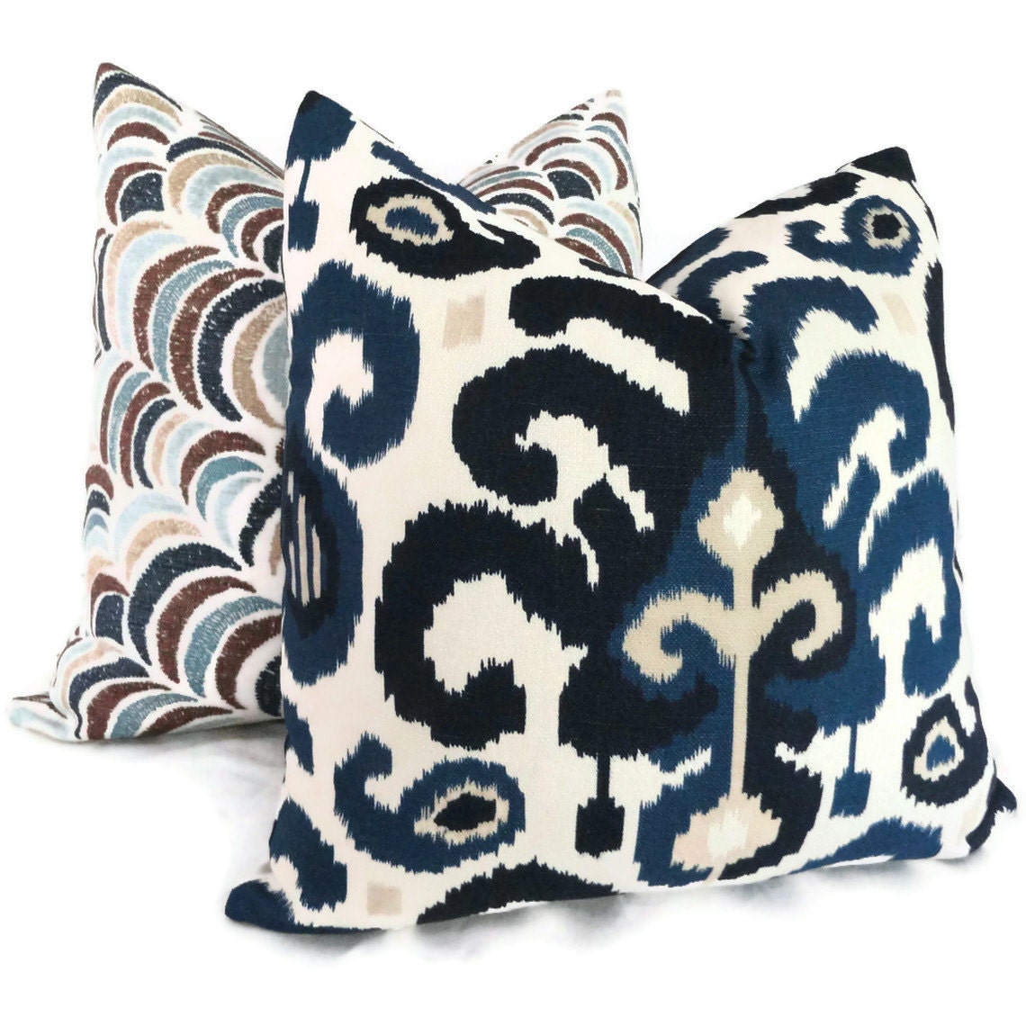 Duralee Blue Ikat Decorative Pillow Cover 18x18, 20x20 or 22x22, Accent Pillow, Throw Pillow, Pillow Cover