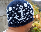 Crochet Pattern-- All Ages Nautical Nights Beanie --Crochet Pattern