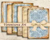 VICTORIAN PAPER Digital collage sheet printable set of 18 backgrounds download. Scrapbook digital paper v92402