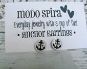 Earrings - Nautical Anchor Buttons