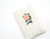 Pretty pocket Moleskine cover, peach green rose white linen cover for pocket Moleskine 2013 planner or journal
