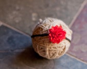 Mini Puff Flower Headband - Red