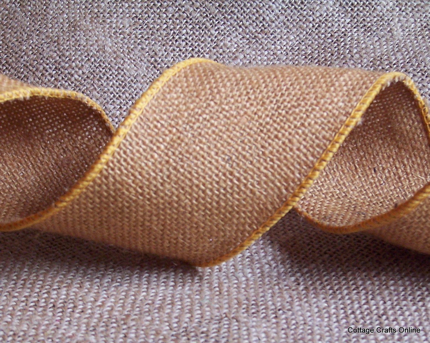 Burlap Wired Ribbon 2 1/2" Russet Brown Natural Jute 3 YARDS  - Offray Craft Ribbon Russet Burlap